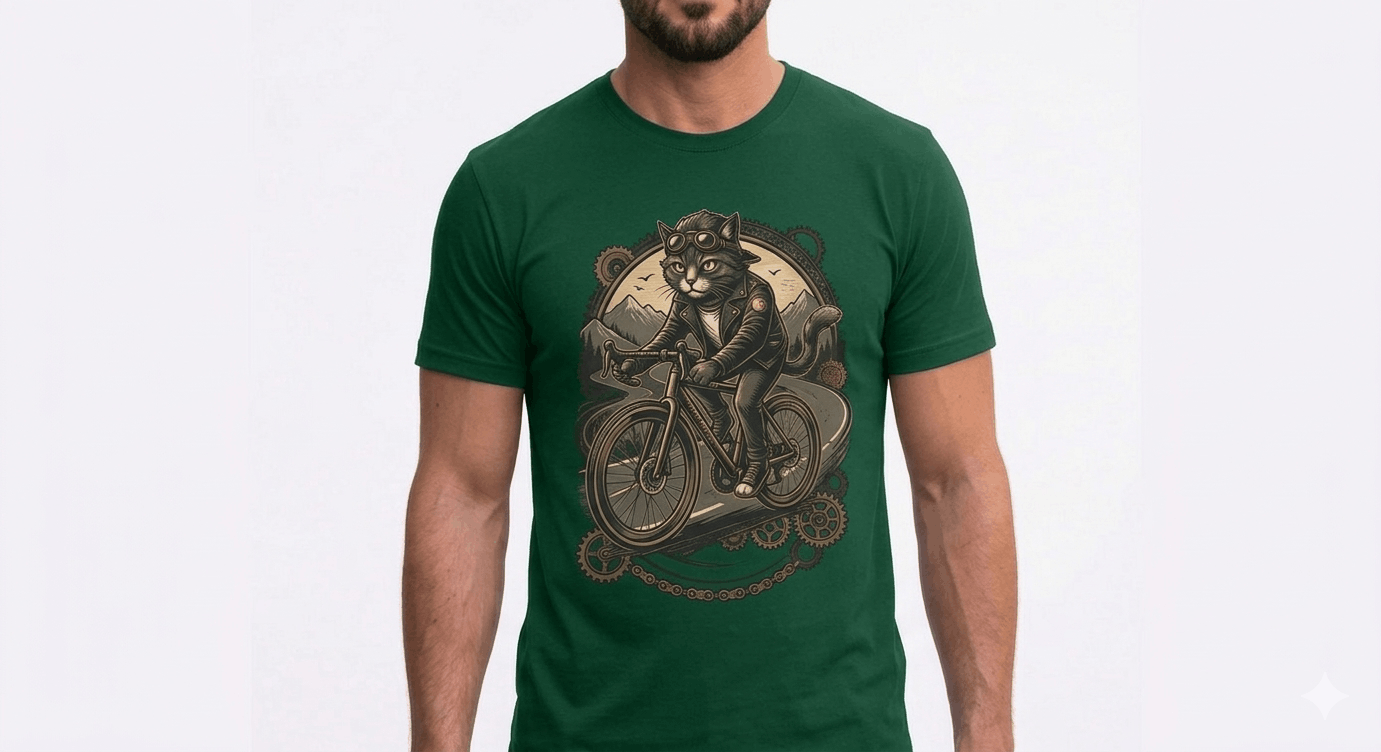 Lustiges Katzen T-Shirt - Katze Waldgrün