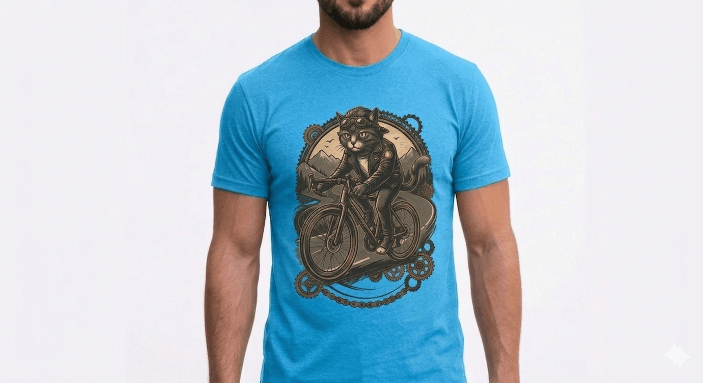 Lustiges Katzen T-Shirt - Katze Hellblau