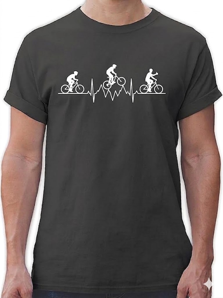 Radsport T-Shirt mit Herzschlag-Print T-Shirt mit Fahrradaufdruck Meliert