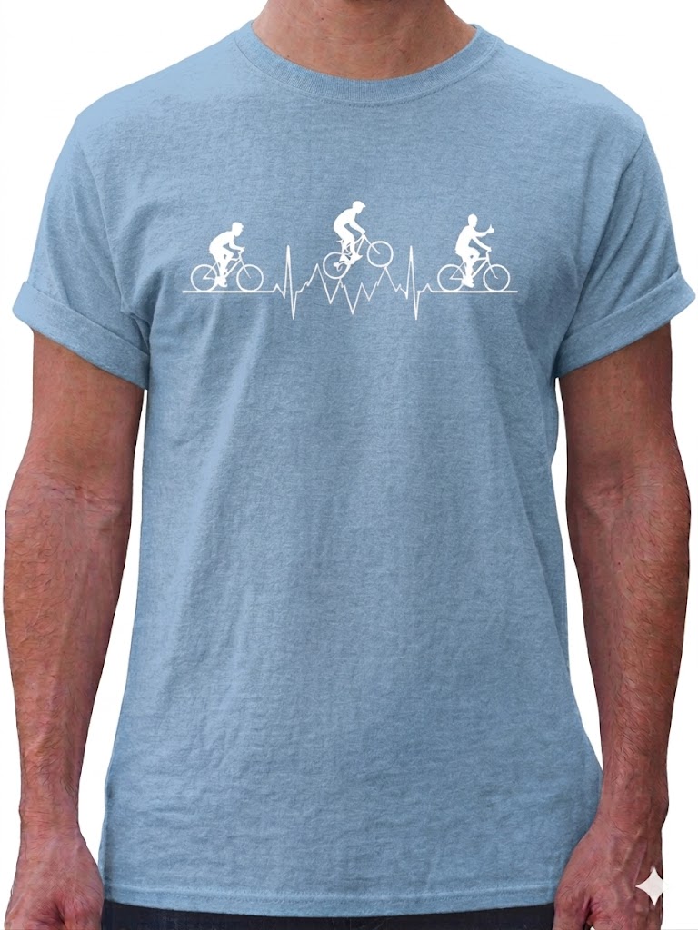 KönigsblauRadsport T-Shirt mit Herzschlag-Print T-Shirt mit Fahrradaufdruck Hellblau