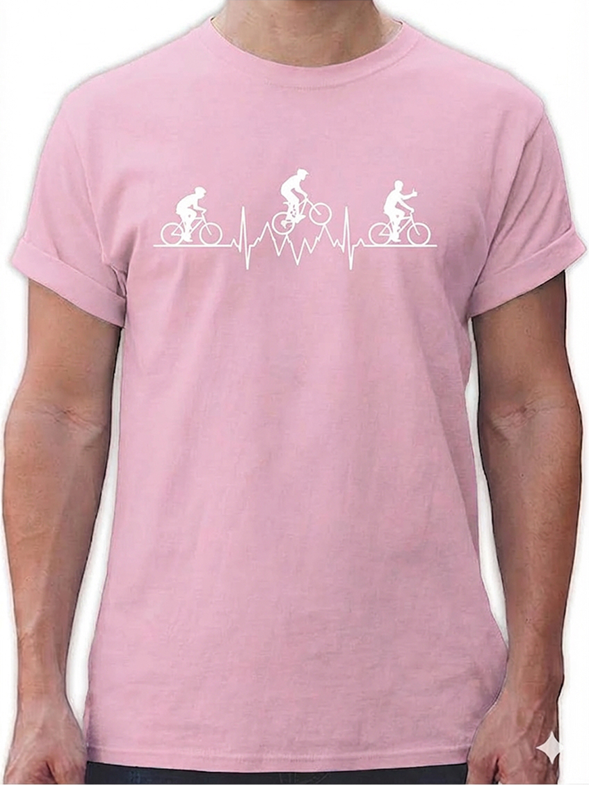 KönigsblauRadsport T-Shirt mit Herzschlag-Print T-Shirt mit Fahrradaufdruck Orange