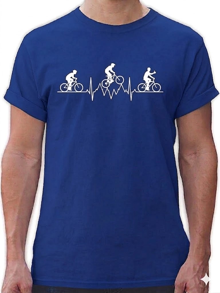 KönigsblauRadsport T-Shirt mit Herzschlag-Print T-Shirt mit Fahrradaufdruck Königsblau