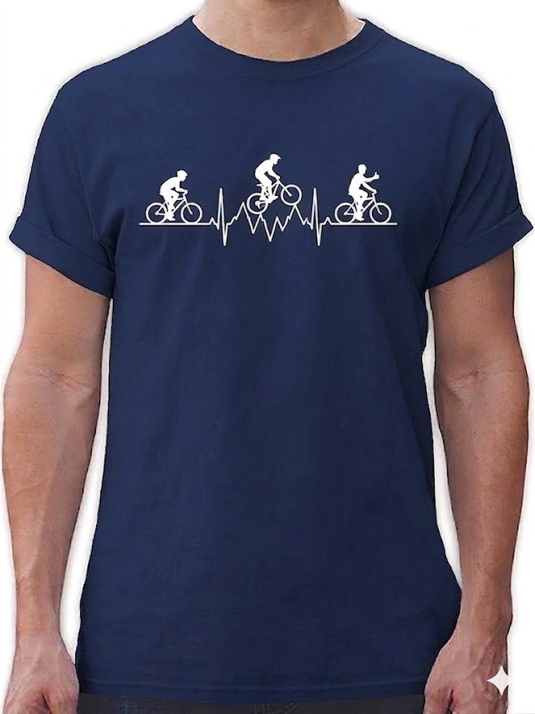 Radsport T-Shirt mit Herzschlag-Print T-Shirt mit Fahrradaufdruck Marineblau