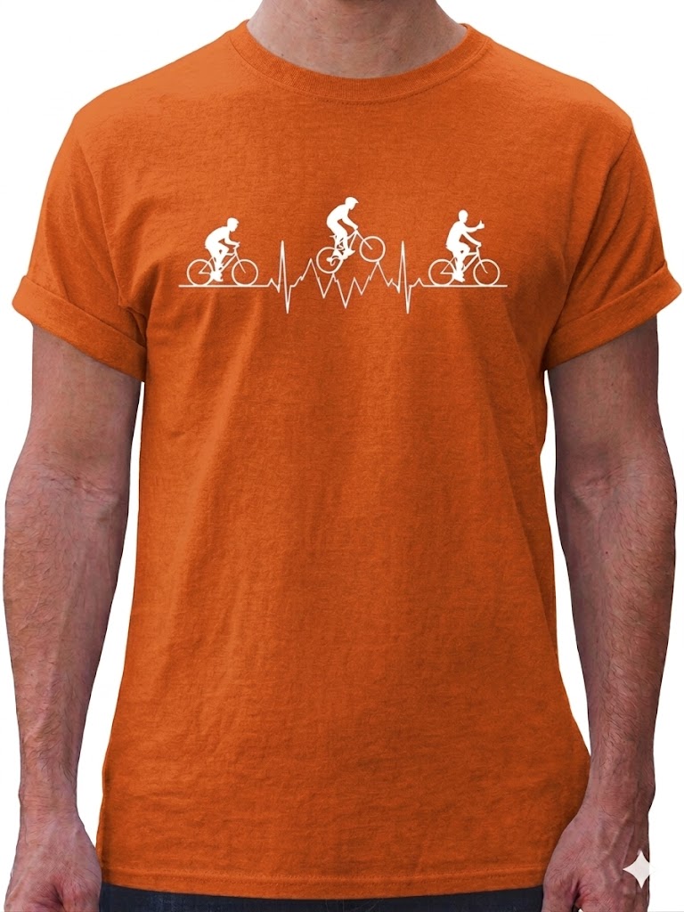 KönigsblauRadsport T-Shirt mit Herzschlag-Print T-Shirt mit Fahrradaufdruck Orange