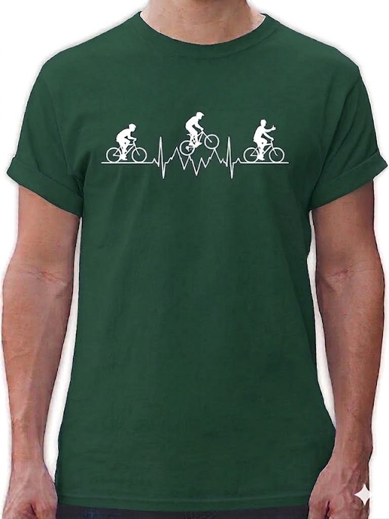 KönigsblauRadsport T-Shirt mit Herzschlag-Print T-Shirt mit Fahrradaufdruck Waldgrün
