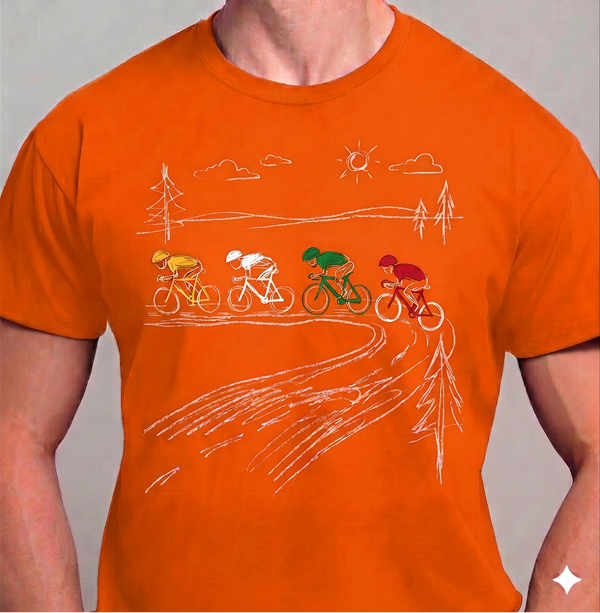 Radsportteam T-Shirt Vintage Radfahren Shirt Rennrad Gruppe Design Radsportteam T-Shirt Vintage Radfahren Shirt Rennrad Gruppe Design Orange