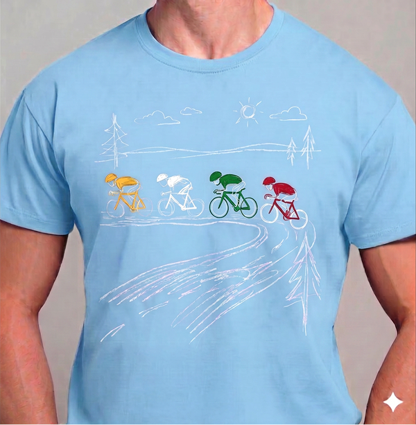 Radsportteam T-Shirt Vintage Radfahren Shirt Rennrad Gruppe Design Radsportteam T-Shirt Vintage Radfahren Shirt Rennrad Gruppe Design Hellblau