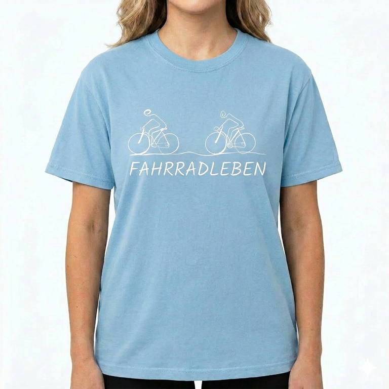 Rennrad-T-Shirt mit Grafik -Radsportshirt – Minimalistisches Geschenk für Radfahrer Hellblau