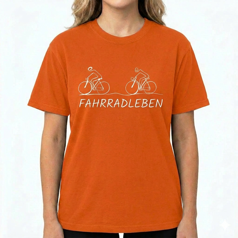 Rennrad-T-Shirt mit Grafik -Radsportshirt – Minimalistisches Geschenk für Radfahrer Orange