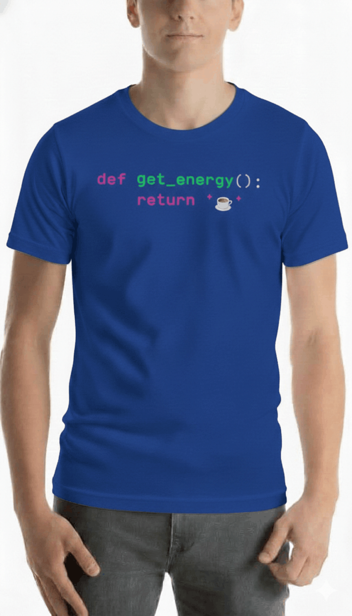 Developer programming tshirt herren code debug coffee repeat Königsblau front