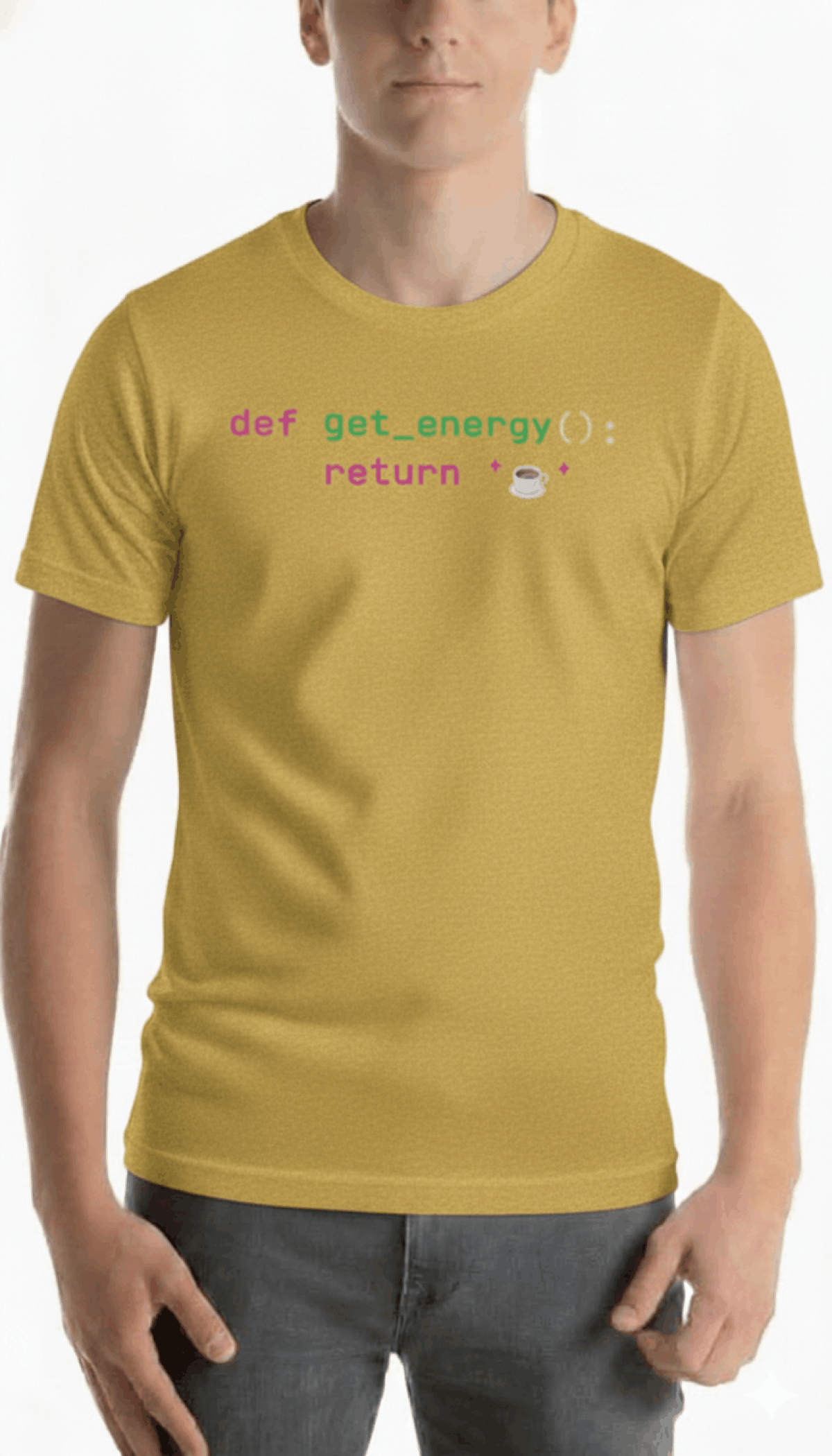 Developer programming tshirt herren code debug coffee repeat gold front