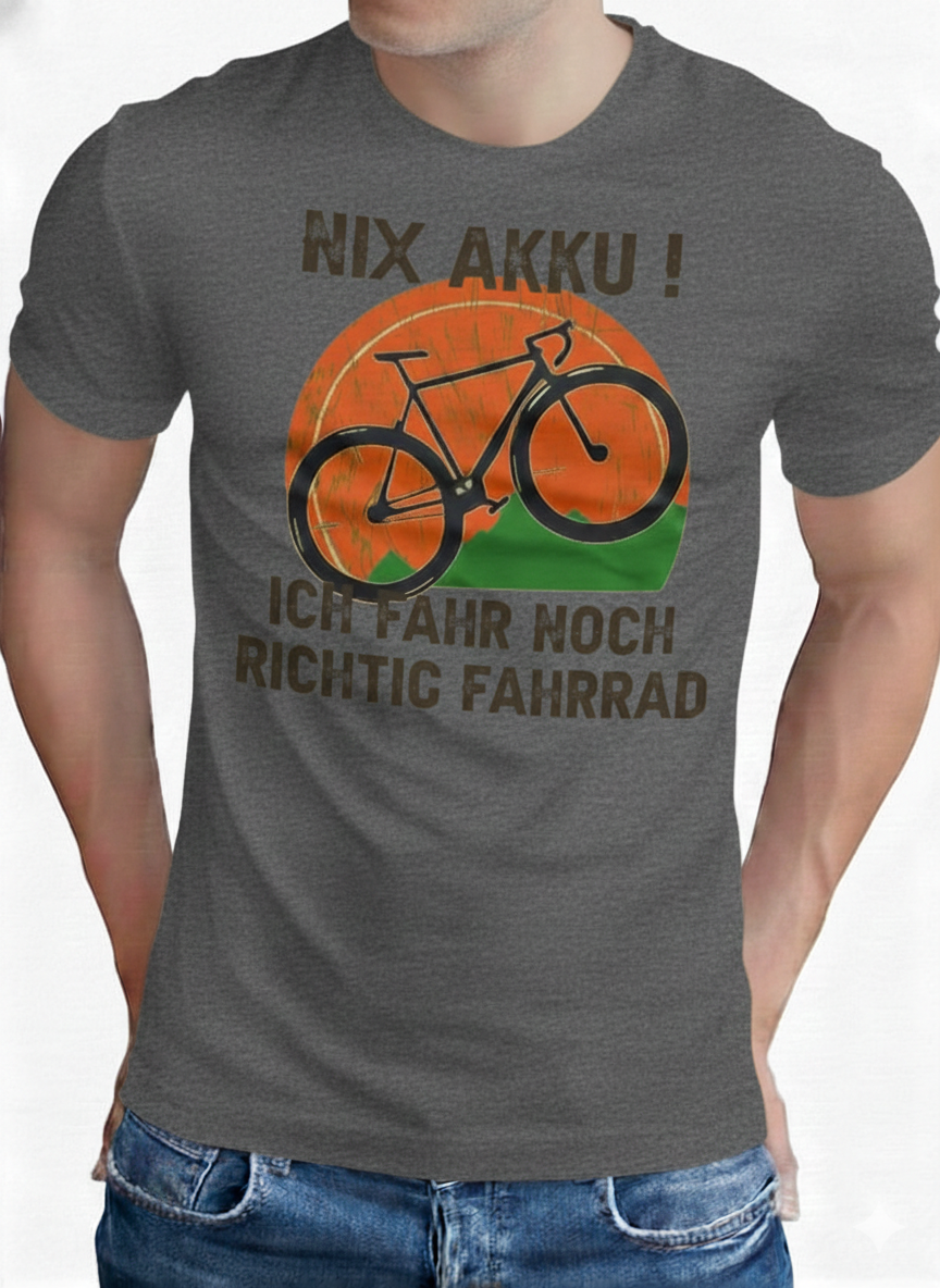 Om3 mtb tshirt herren retro fahrrad Anthrazit Meliert front