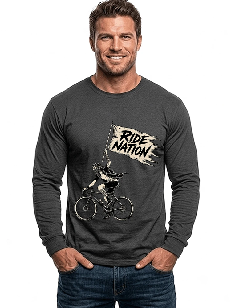 biker radsport streetwear shirt geschenk fr rennrad fixie fahrer langarmshirt anthracite melange