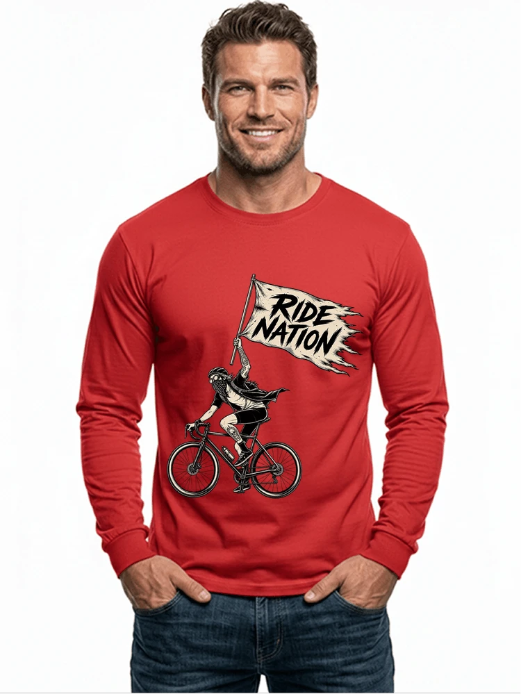 biker radsport streetwear shirt geschenk fr rennrad fixie fahrer langarmshirt red