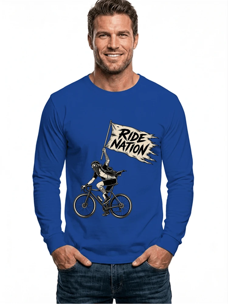 biker radsport streetwear shirt geschenk fr rennrad fixie fahrer langarmshirt royal blue