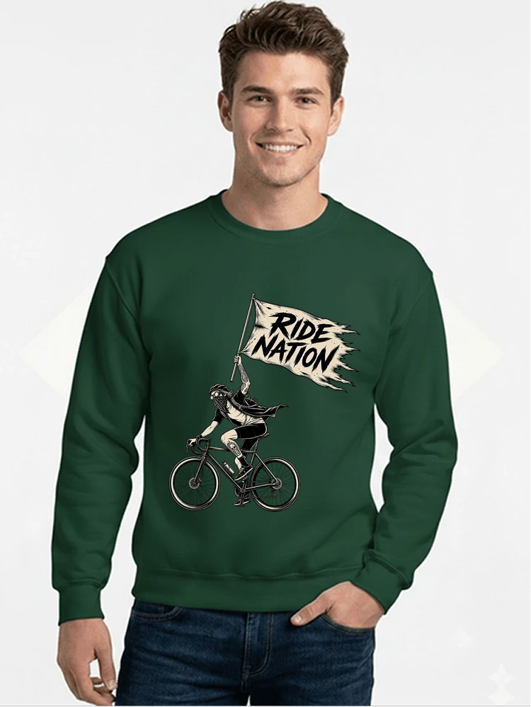 biker radsport streetwear shirt geschenk fr rennrad fixie fahrer sweatshirt mit rundhalsausschnitt forest green