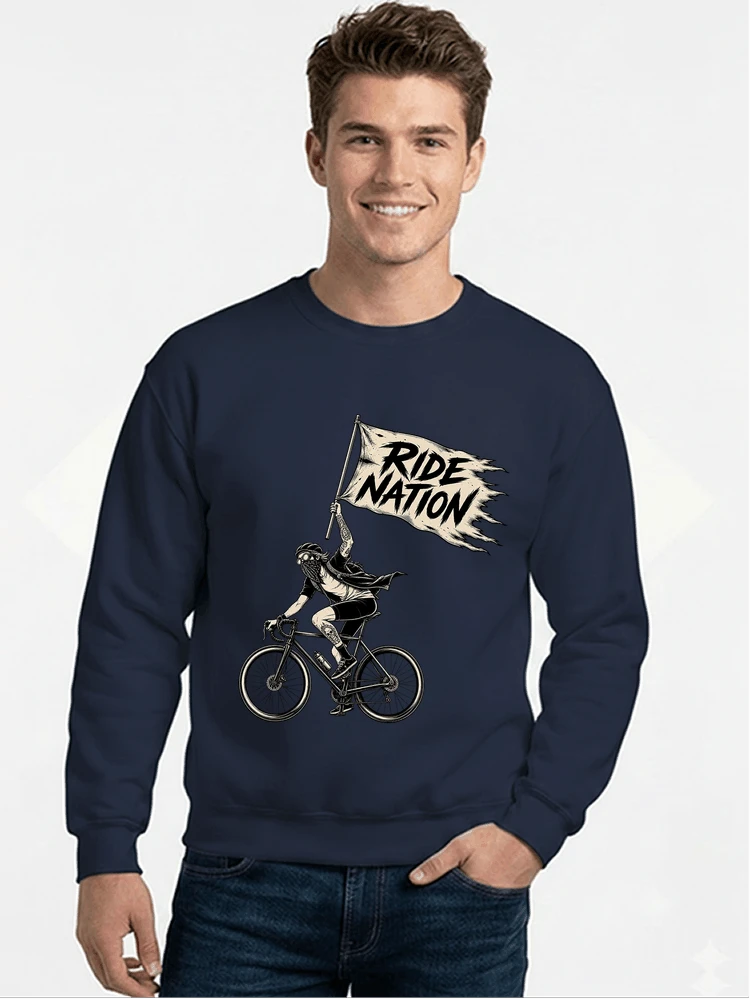 biker radsport streetwear shirt geschenk fr rennrad fixie fahrer sweatshirt mit rundhalsausschnitt navy