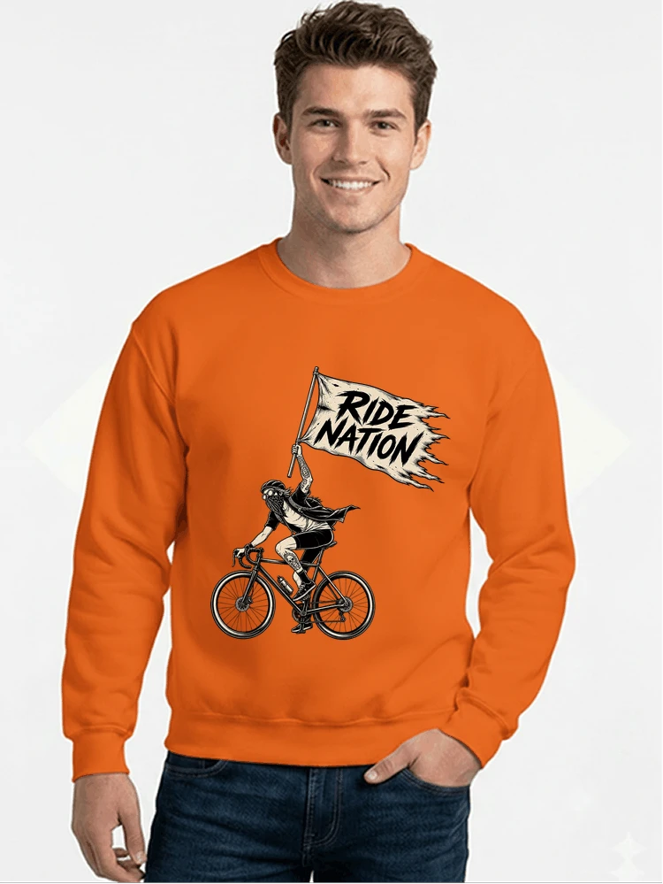 biker radsport streetwear shirt geschenk fr rennrad fixie fahrer sweatshirt mit rundhalsausschnitt orange