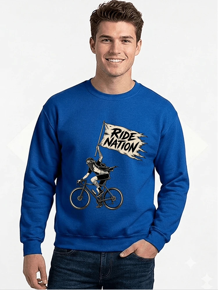 biker radsport streetwear shirt geschenk fr rennrad fixie fahrer sweatshirt mit rundhalsausschnitt royal blue