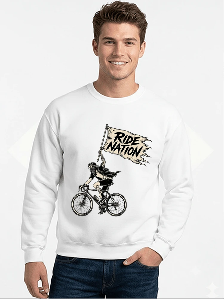 biker radsport streetwear shirt geschenk fr rennrad fixie fahrer sweatshirt mit rundhalsausschnitt white