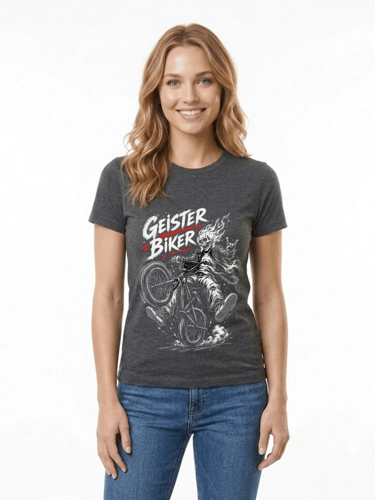 bmx downhill t shirt herren geister biker skeleton motif damen t shirt anthracite melange