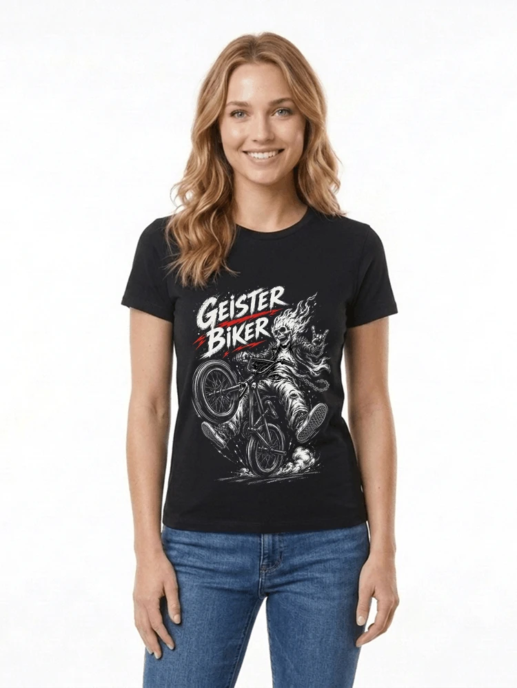 bmx downhill t shirt herren geister biker skeleton motif damen t shirt black