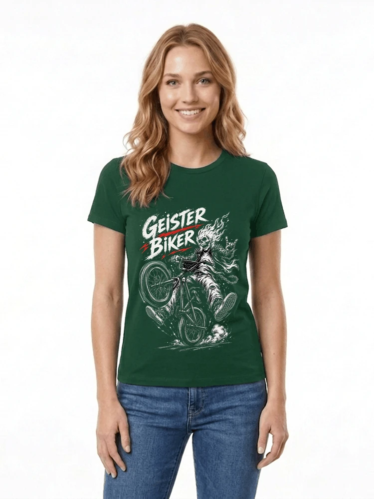 bmx downhill t shirt herren geister biker skeleton motif damen t shirt forest green
