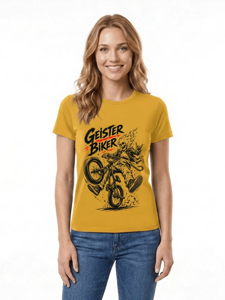bmx downhill t shirt herren geister biker skeleton motif damen t shirt gold