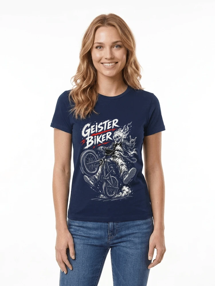 bmx downhill t shirt herren geister biker skeleton motif damen t shirt navy