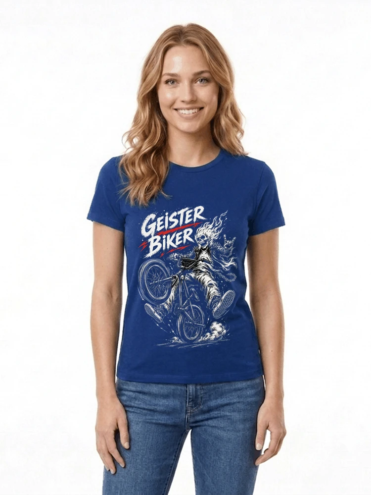bmx downhill t shirt herren geister biker skeleton motif damen t shirt royal blue