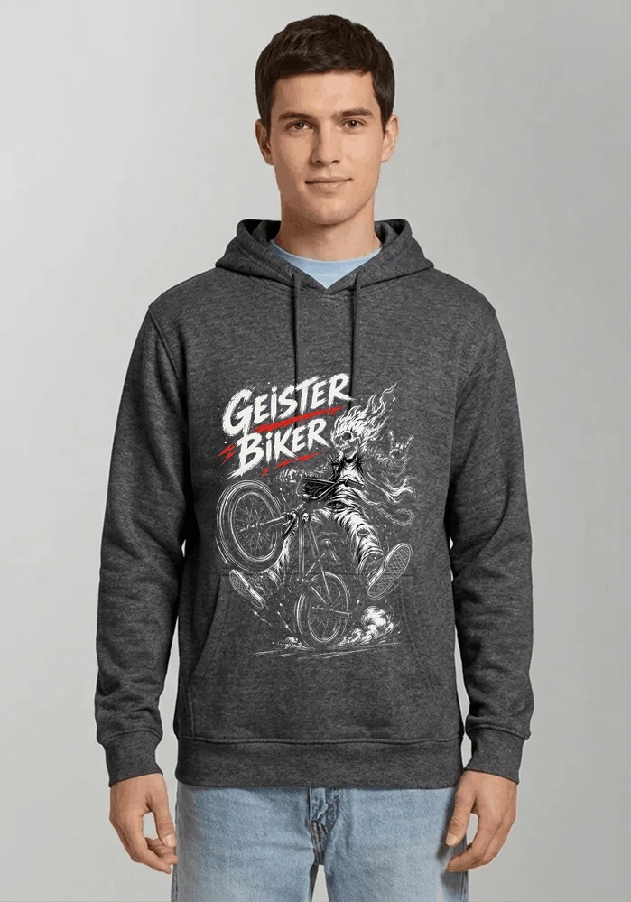 bmx downhill t shirt herren geister biker skeleton motif kapuzenpullover anthracite melange