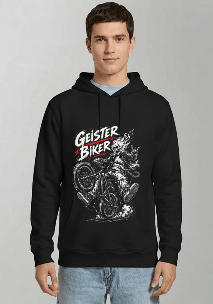 bmx downhill t shirt herren geister biker skeleton motif kapuzenpullover black