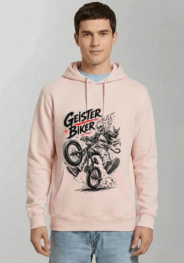 bmx downhill t shirt herren geister biker skeleton motif kapuzenpullover light pink