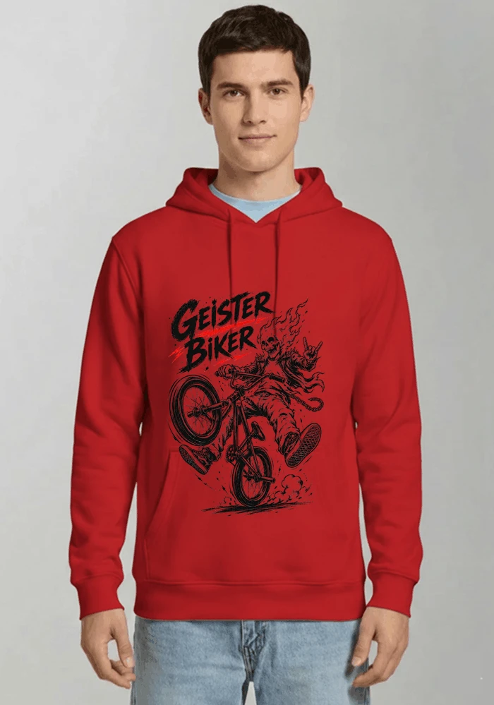 bmx downhill t shirt herren geister biker skeleton motif kapuzenpullover red