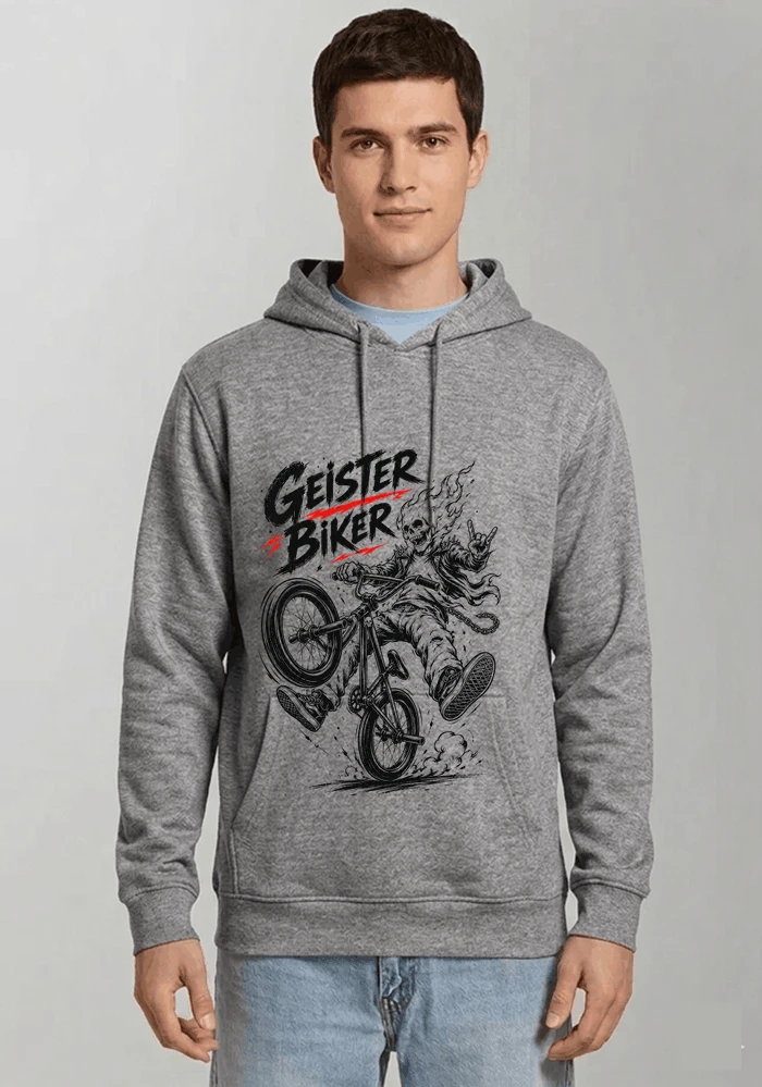 bmx downhill t shirt herren geister biker skeleton motif kapuzenpullover sport grey