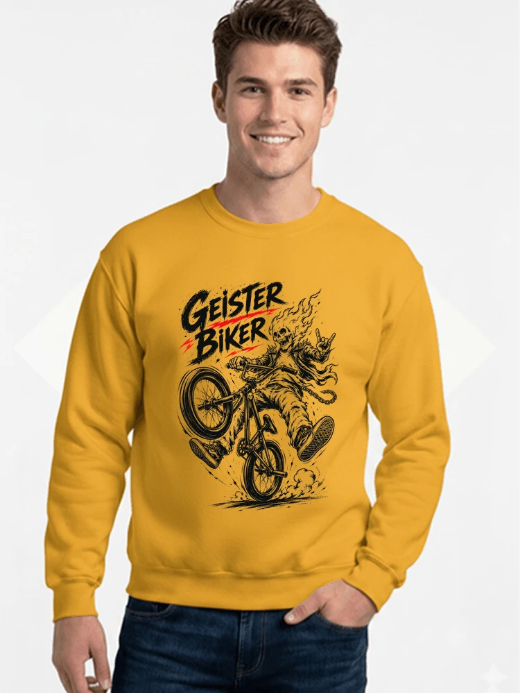 bmx downhill t shirt herren geister biker skeleton motif sweatshirt mit rundhalsausschnitt gold