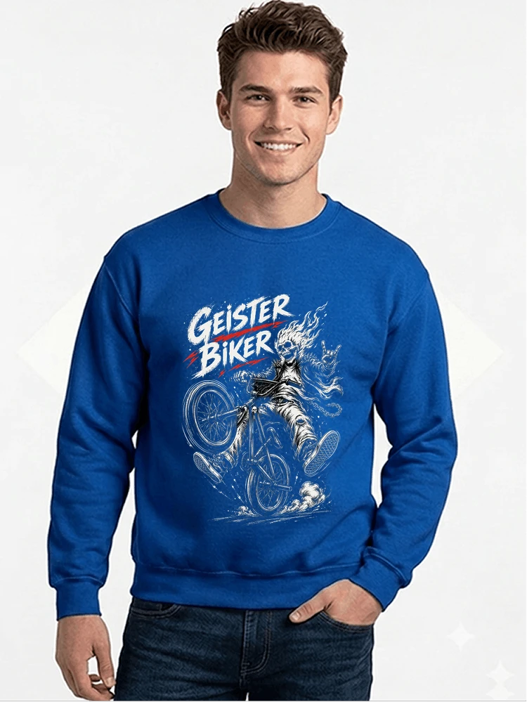 bmx downhill t shirt herren geister biker skeleton motif sweatshirt mit rundhalsausschnitt royal blue