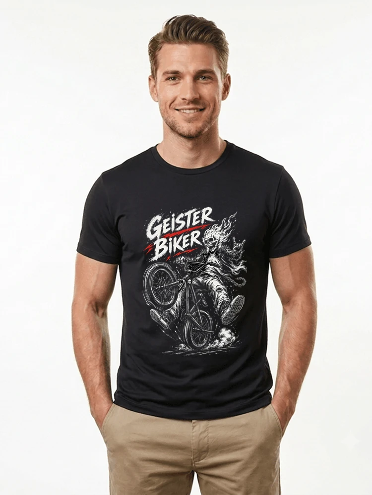 bmx downhill t shirt herren geister biker skeleton motif t shirt black
