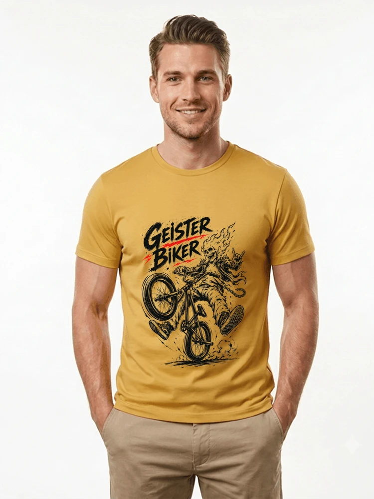 bmx downhill t shirt herren geister biker skeleton motif t shirt gold