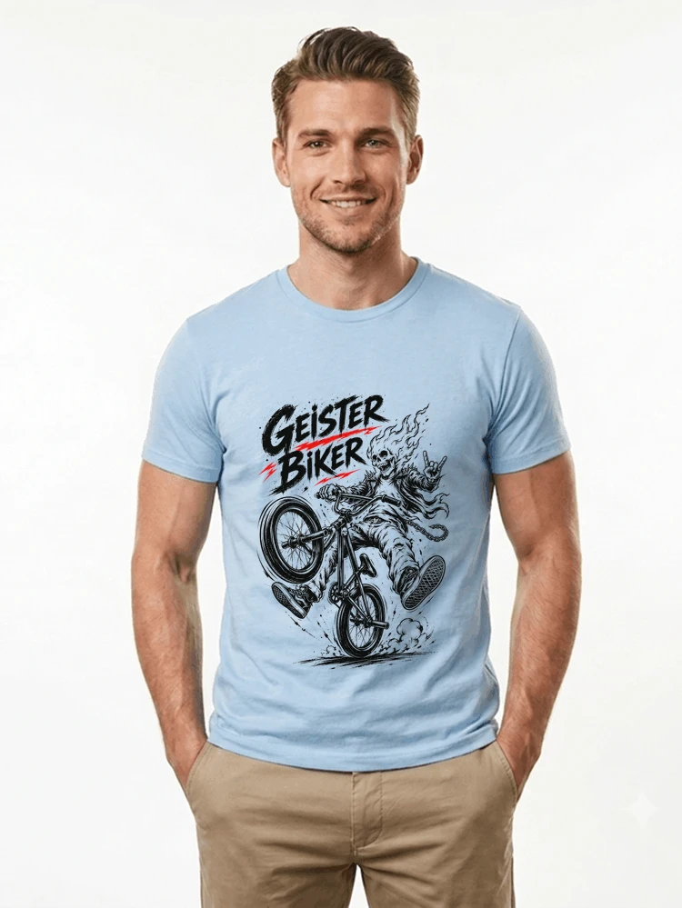 bmx downhill t shirt herren geister biker skeleton motif t shirt light blue