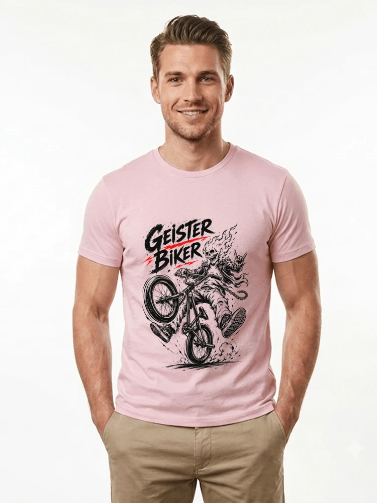 bmx downhill t shirt herren geister biker skeleton motif t shirt light pink