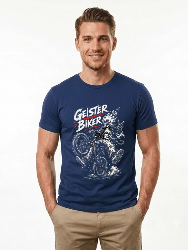 bmx downhill t shirt herren geister biker skeleton motif t shirt navy