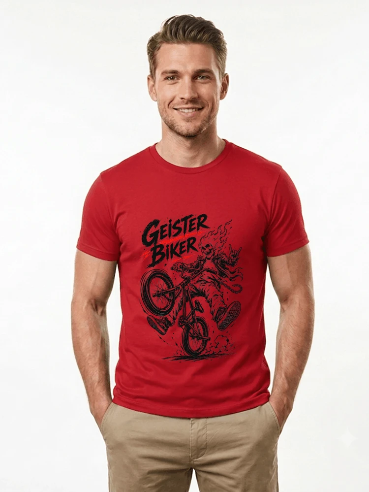bmx downhill t shirt herren geister biker skeleton motif t shirt red