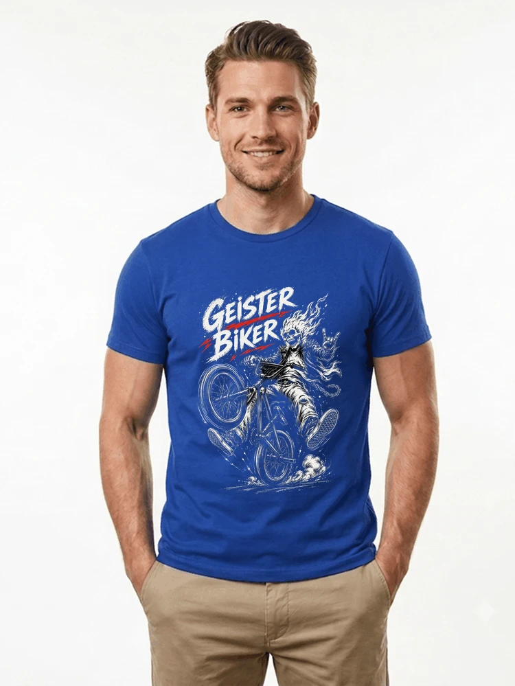 bmx downhill t shirt herren geister biker skeleton motif t shirt royal blue