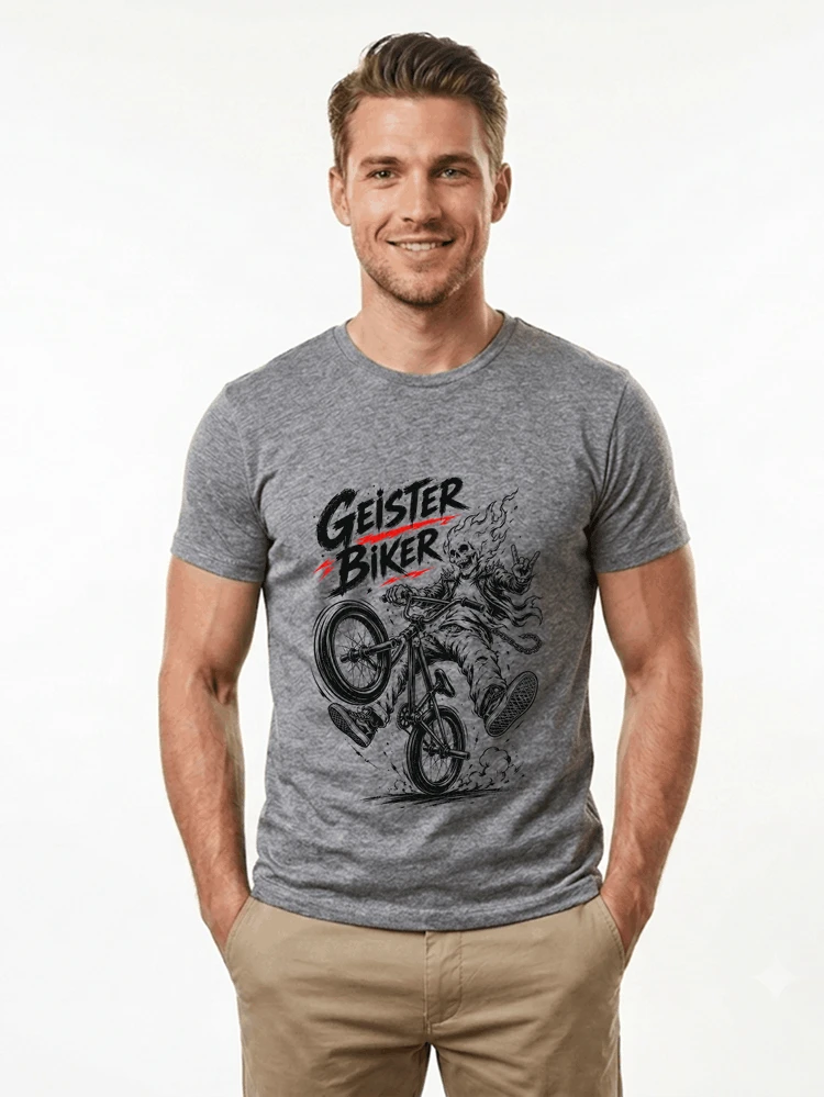 bmx downhill t shirt herren geister biker skeleton motif t shirt sport grey