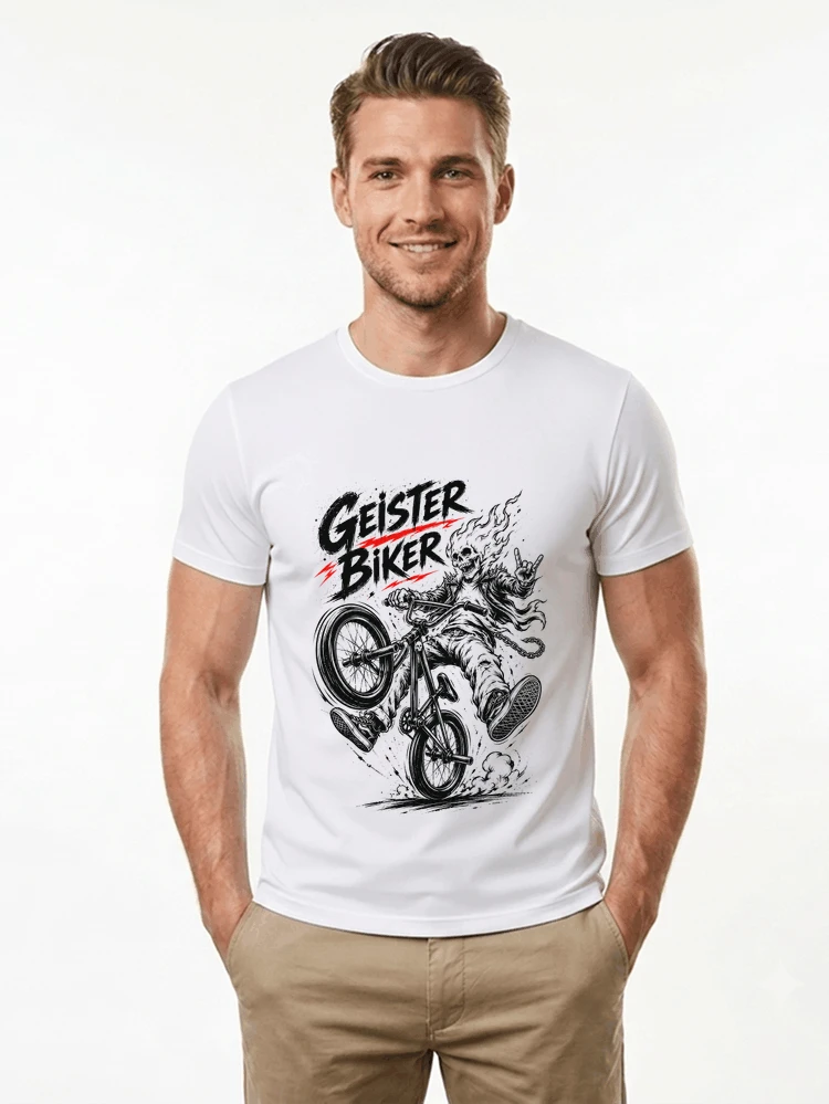 bmx downhill t shirt herren geister biker skeleton motif t shirt white