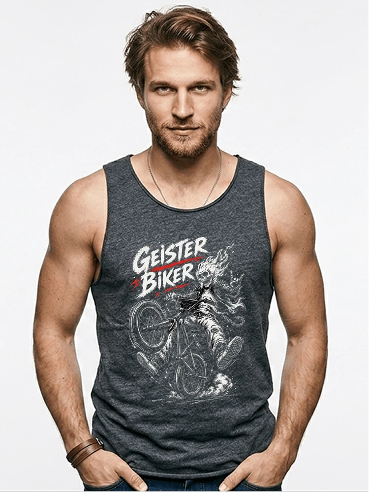 bmx downhill t shirt herren geister biker skeleton motif tanktop anthracite melange
