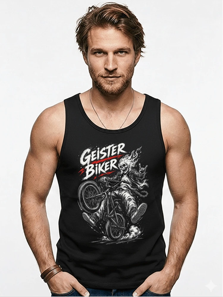 bmx downhill t shirt herren geister biker skeleton motif tanktop black