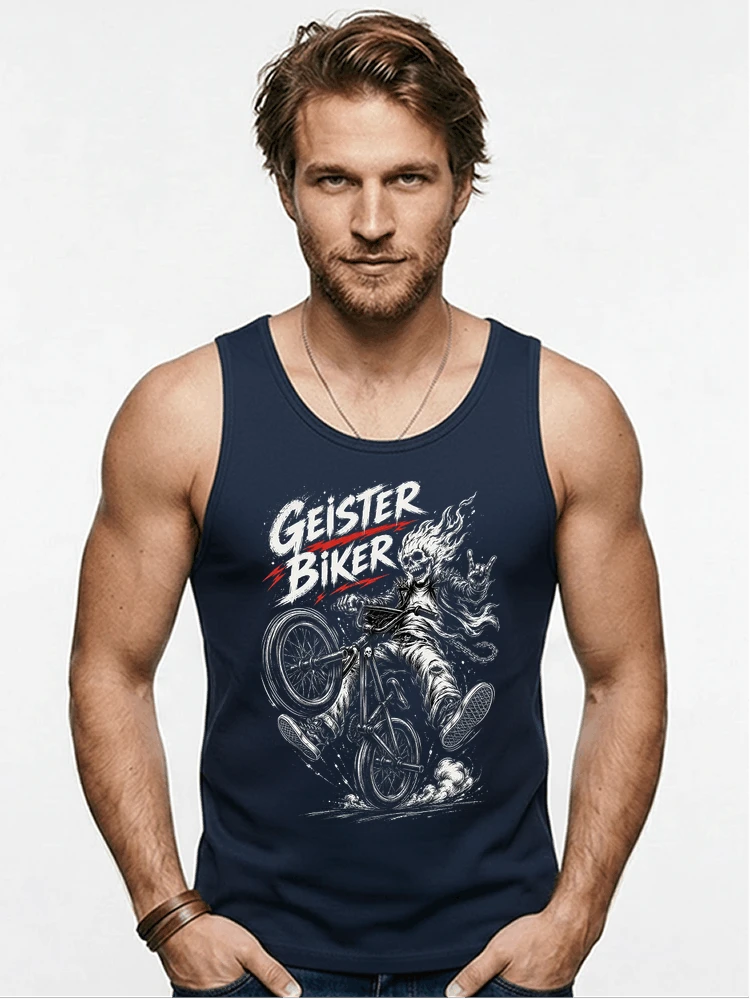 bmx downhill t shirt herren geister biker skeleton motif tanktop navy