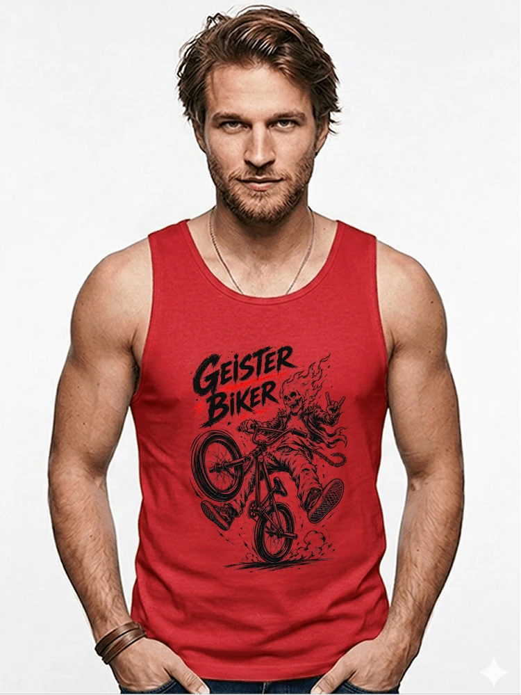 bmx downhill t shirt herren geister biker skeleton motif tanktop red